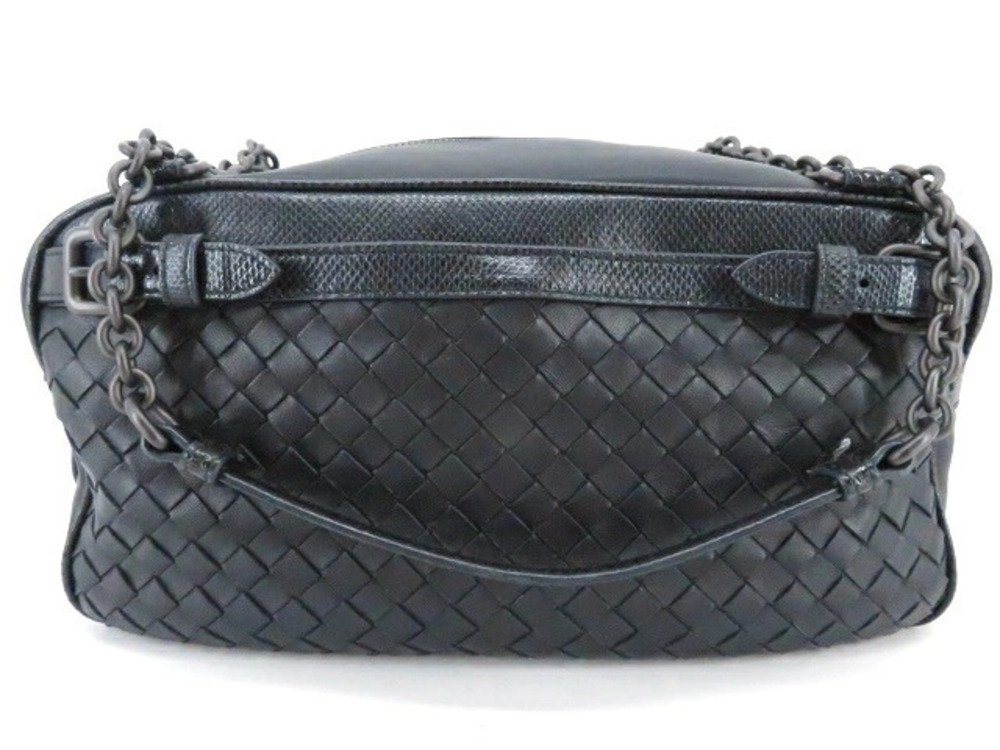 BOTTEGA VENETA Tote Bag Chain Lambskin Intrecciato Black